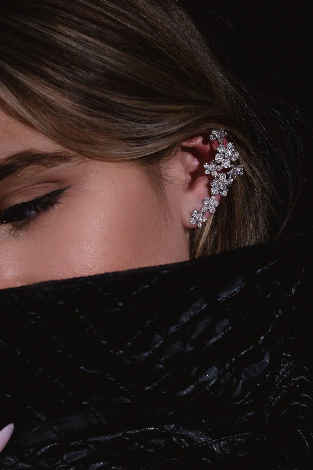 Diamond Flower Ear Cuff - Image 2
