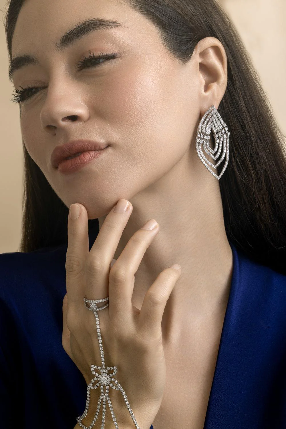 Diamond Ripple Effect Earrings - Image 3