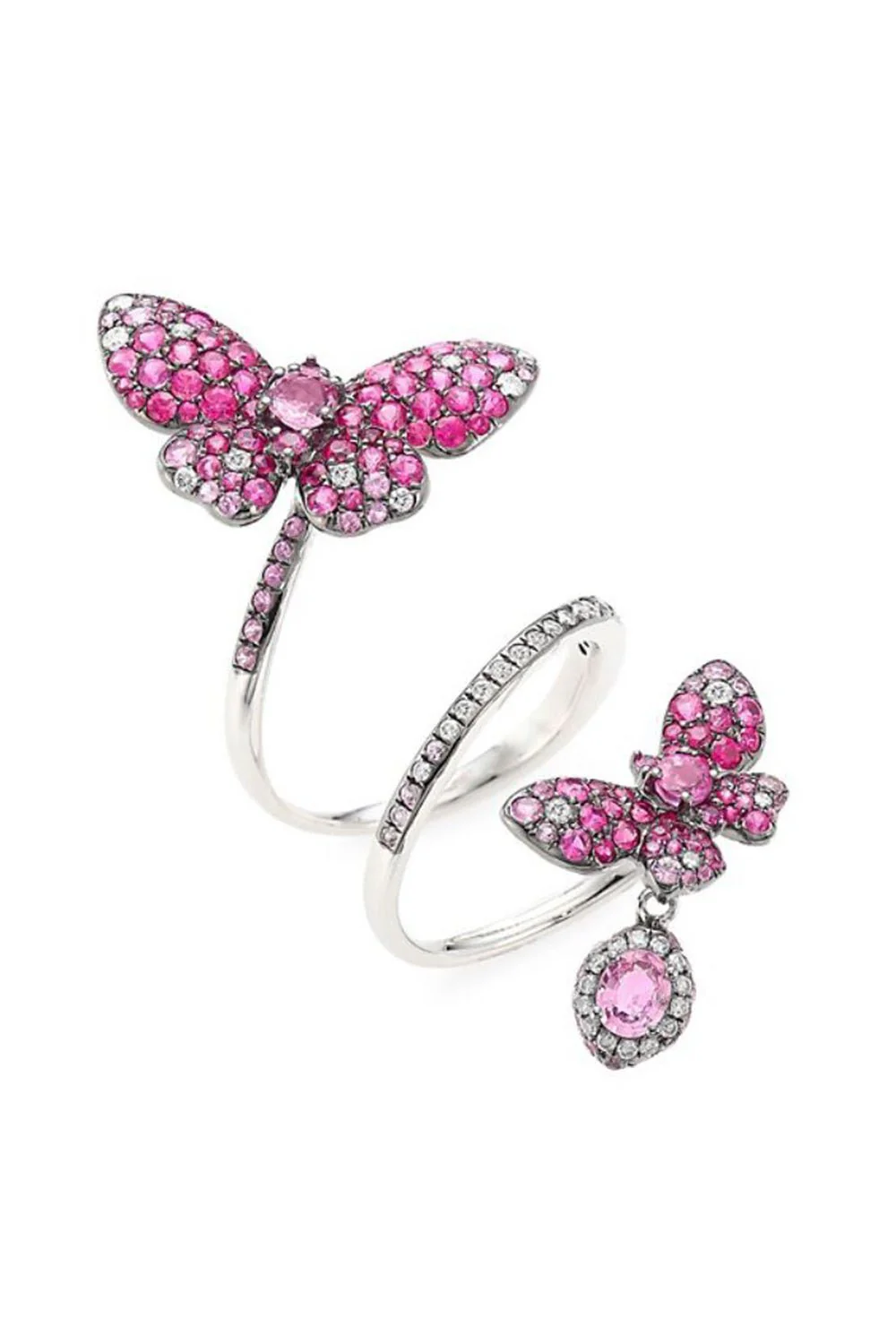 Diamond Sapphire Duo Butterfly Ring - Image 4