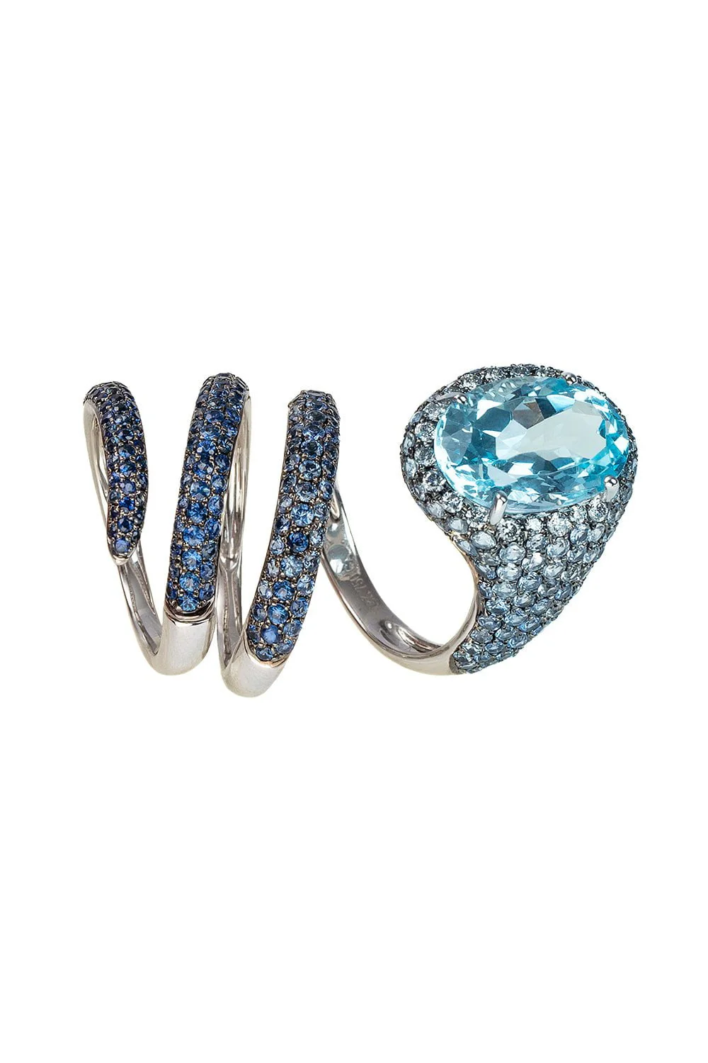 Diamond Sapphire Spiral Ring