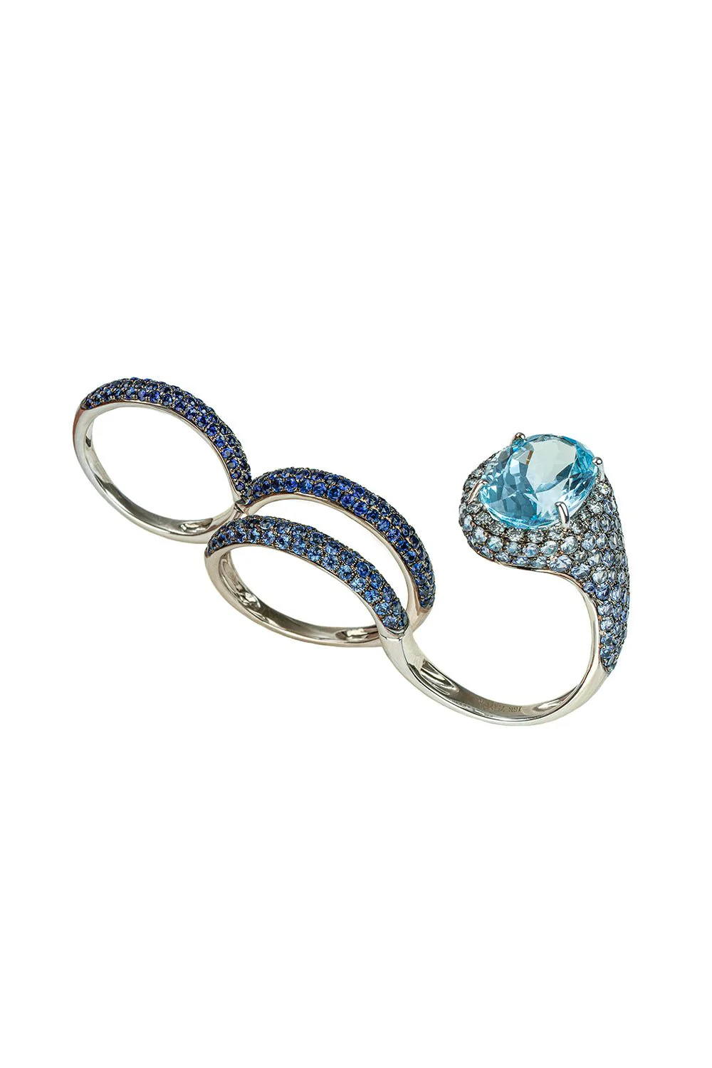 Diamond Sapphire Spiral Ring - Image 4