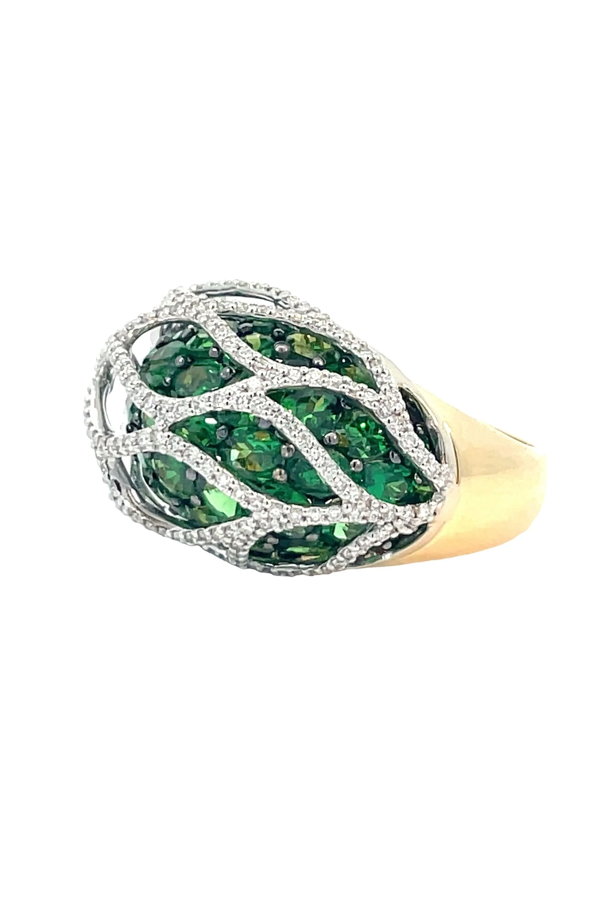 Diamond Tsavorite Cage Ring