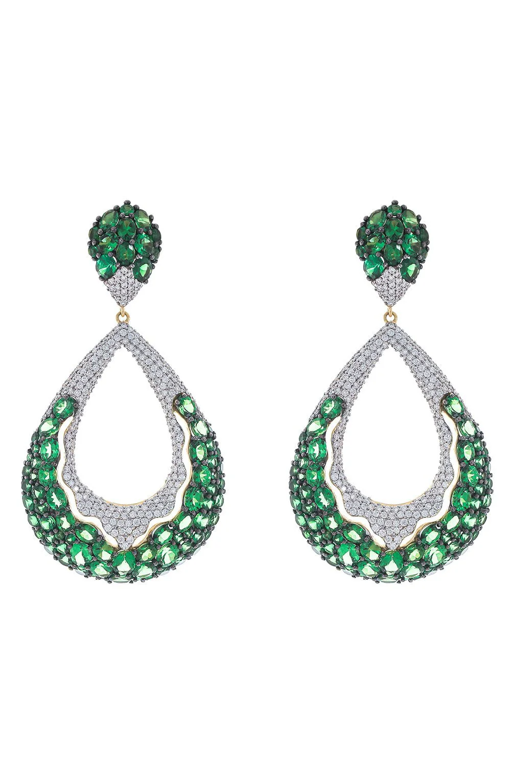 Diamond Tsavorite Hoop Earrings