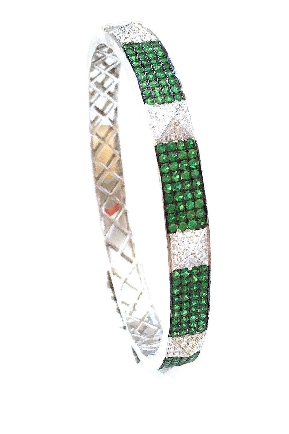 Diamond Tsavorite Spike Bangle Bracelet