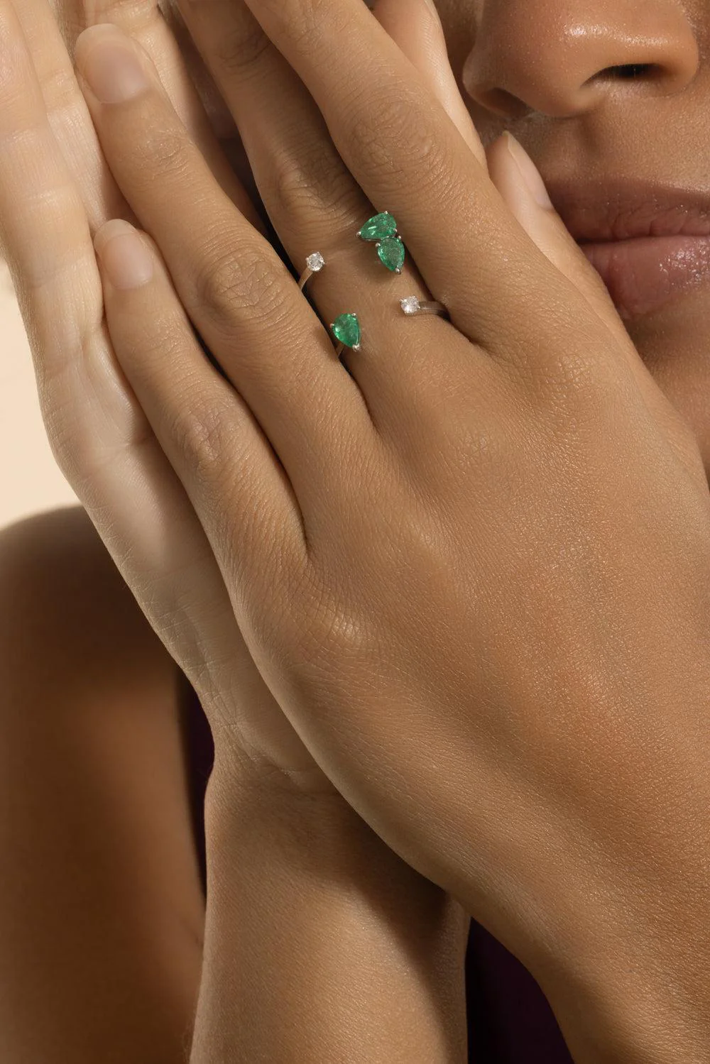 Emerald Diamond Open Ring - Image 3