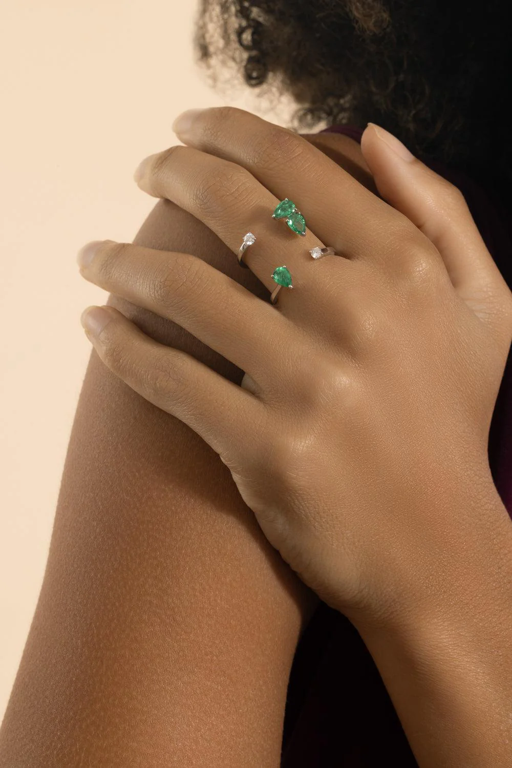 Emerald Diamond Open Ring - Image 4