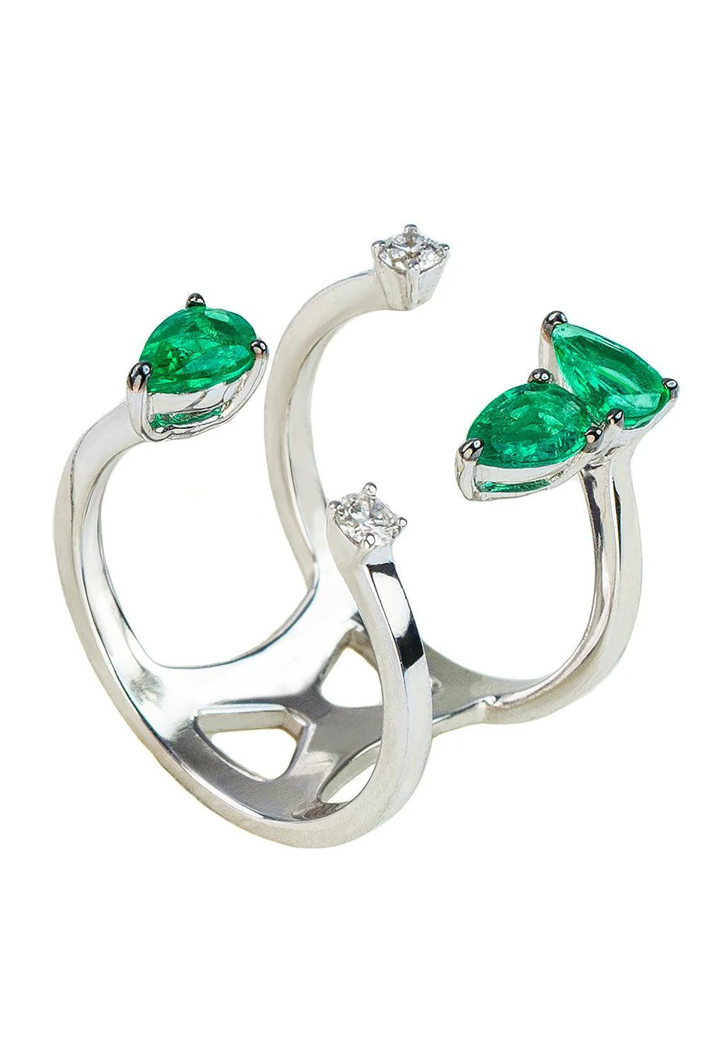Emerald Diamond Open Ring - Image 5