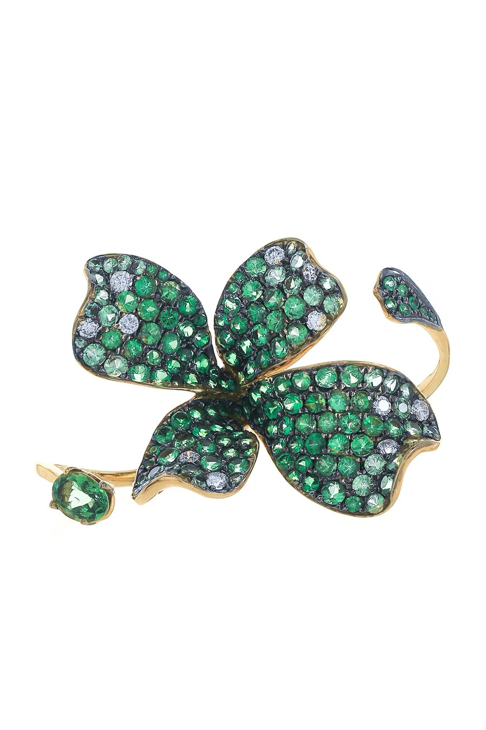Garnet Duo Finger Flower Ring