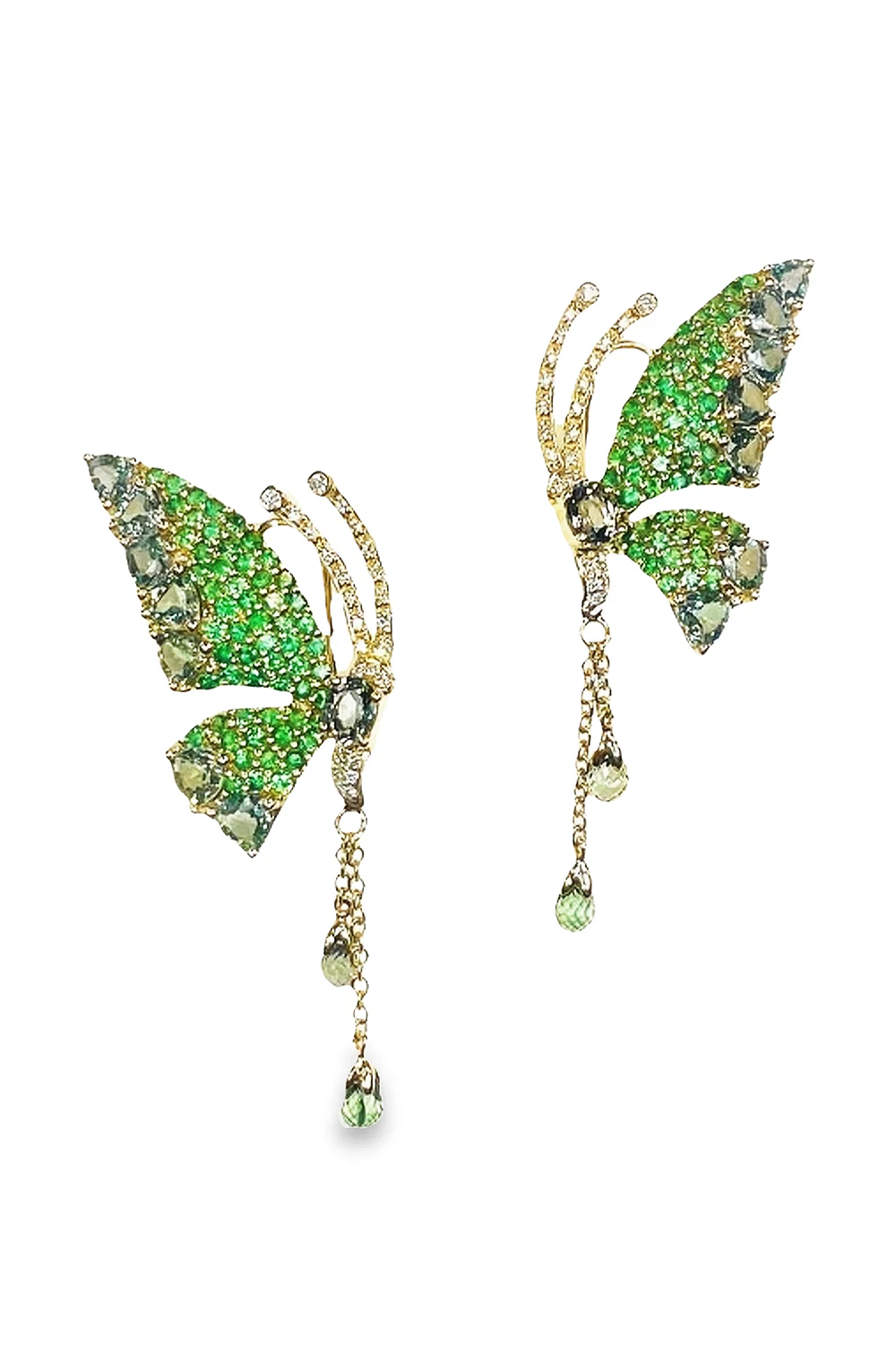 Green Sapphire Butterfly Earrings
