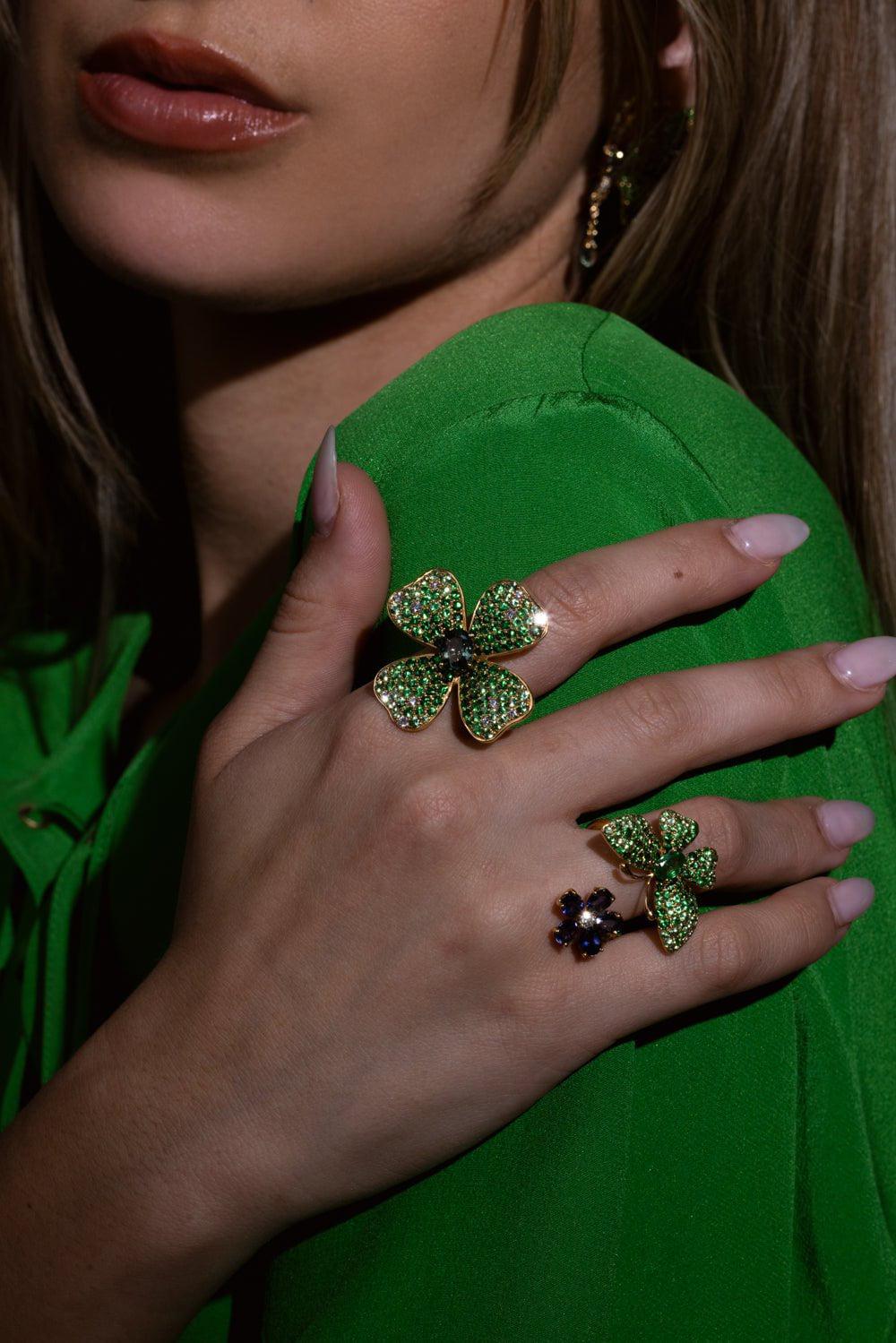 Lolite Garnet Flower Butterfly Ring - Image 4