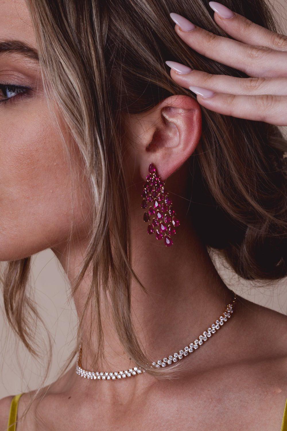 Long Ruby Drop Earrings - Image 2
