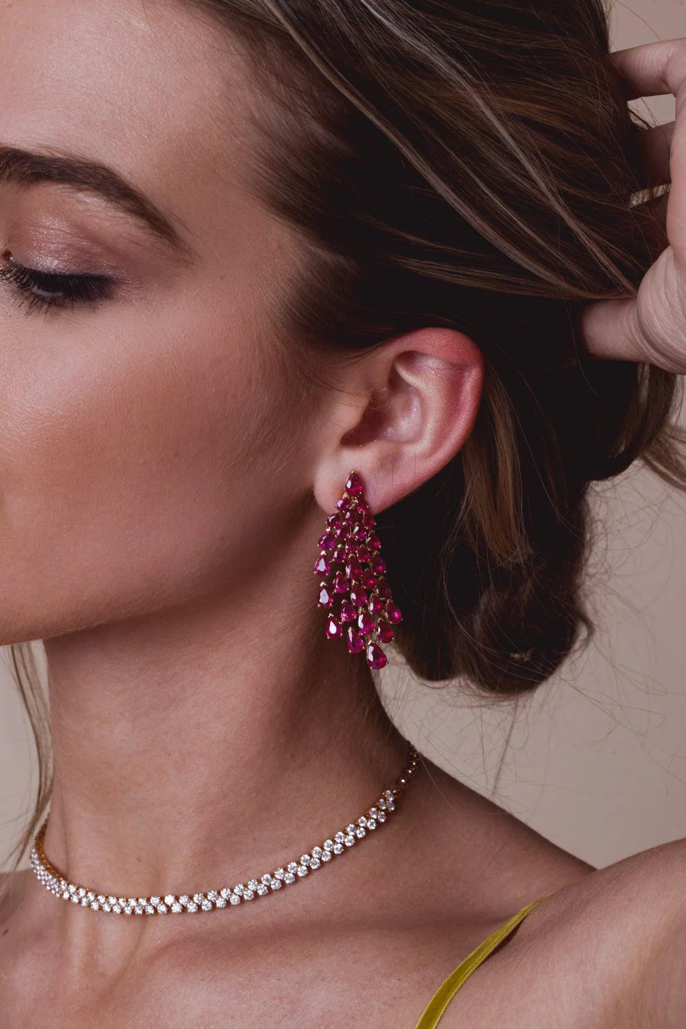 Long Ruby Drop Earrings - Image 3