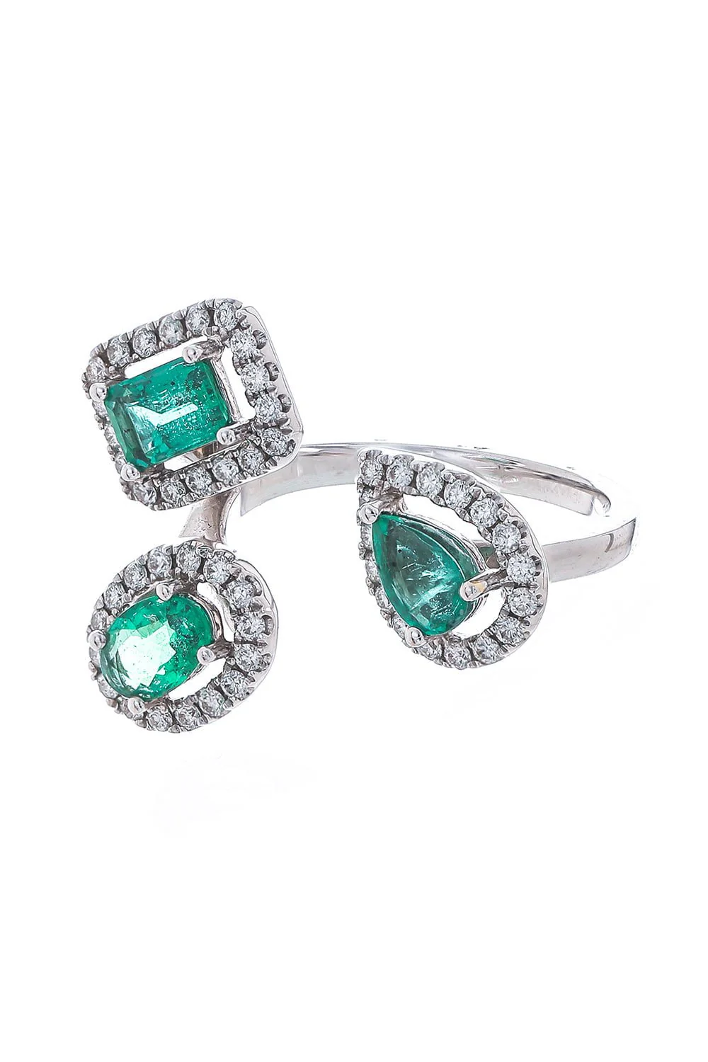 Mixed Emerald Open Ring