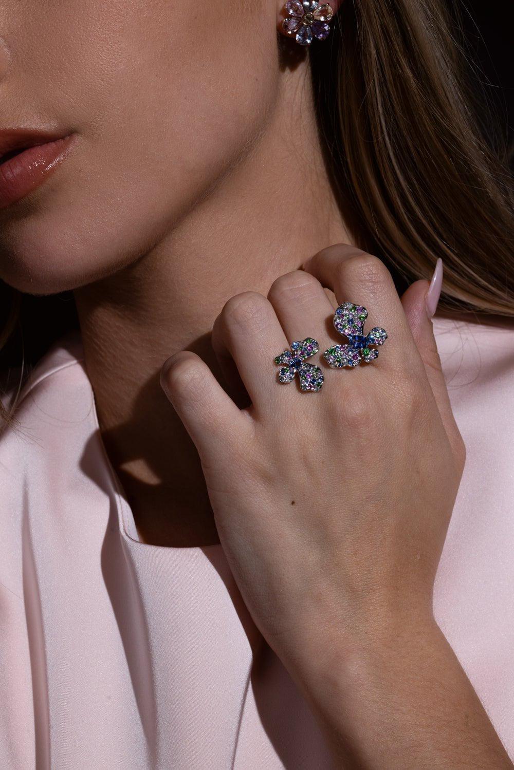Multi Color Duo Butterfly Ring - Image 4