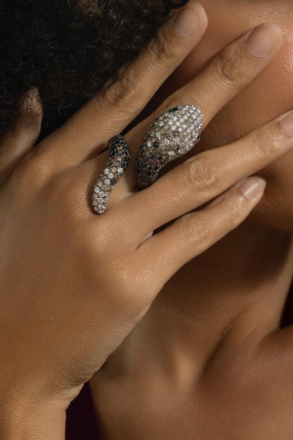 Multi Diamond Snake Ring - Image 3