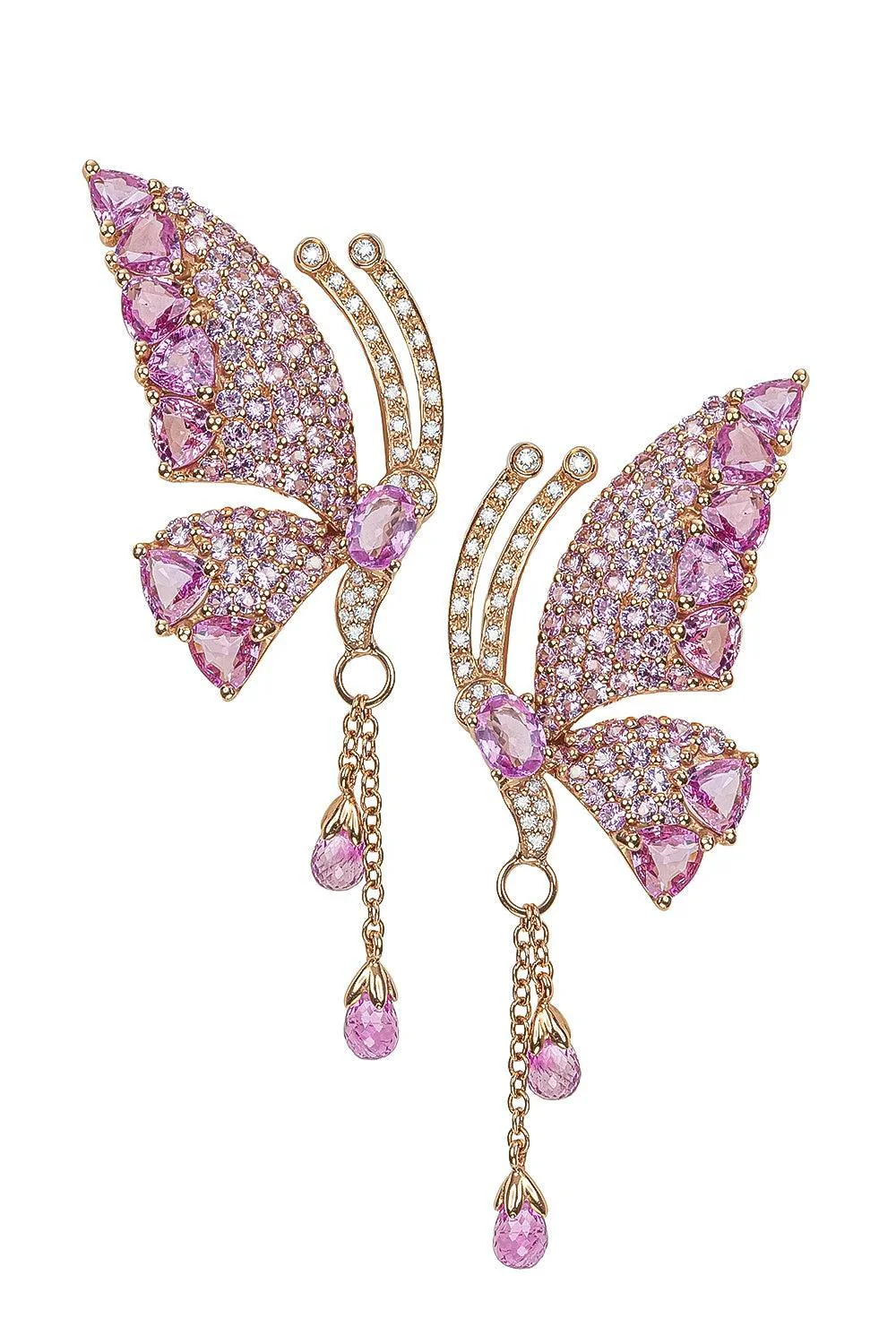 Pink Sapphire Butterfly Earrings