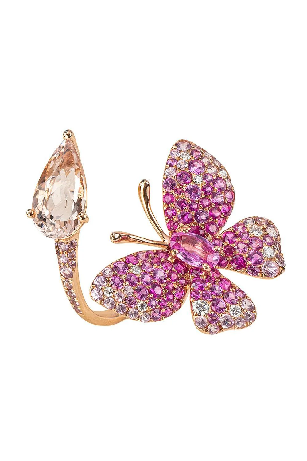 Pink Sapphire Butterfly Open Ring