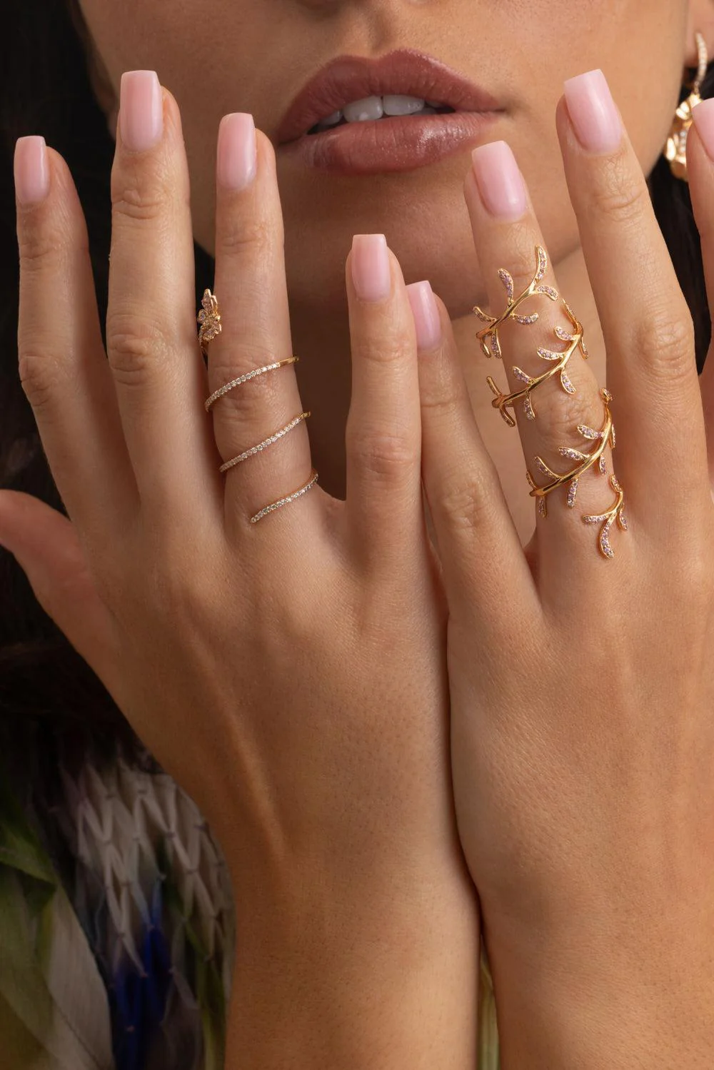 Pink Sapphire Full-Finger Flower Ring - Image 2
