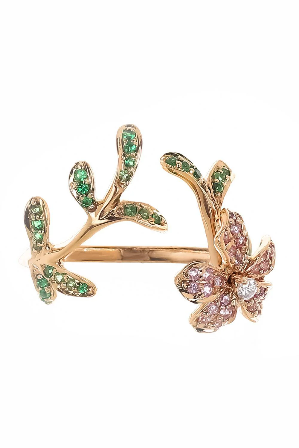 Pink Sapphire Garnet Flower Ring