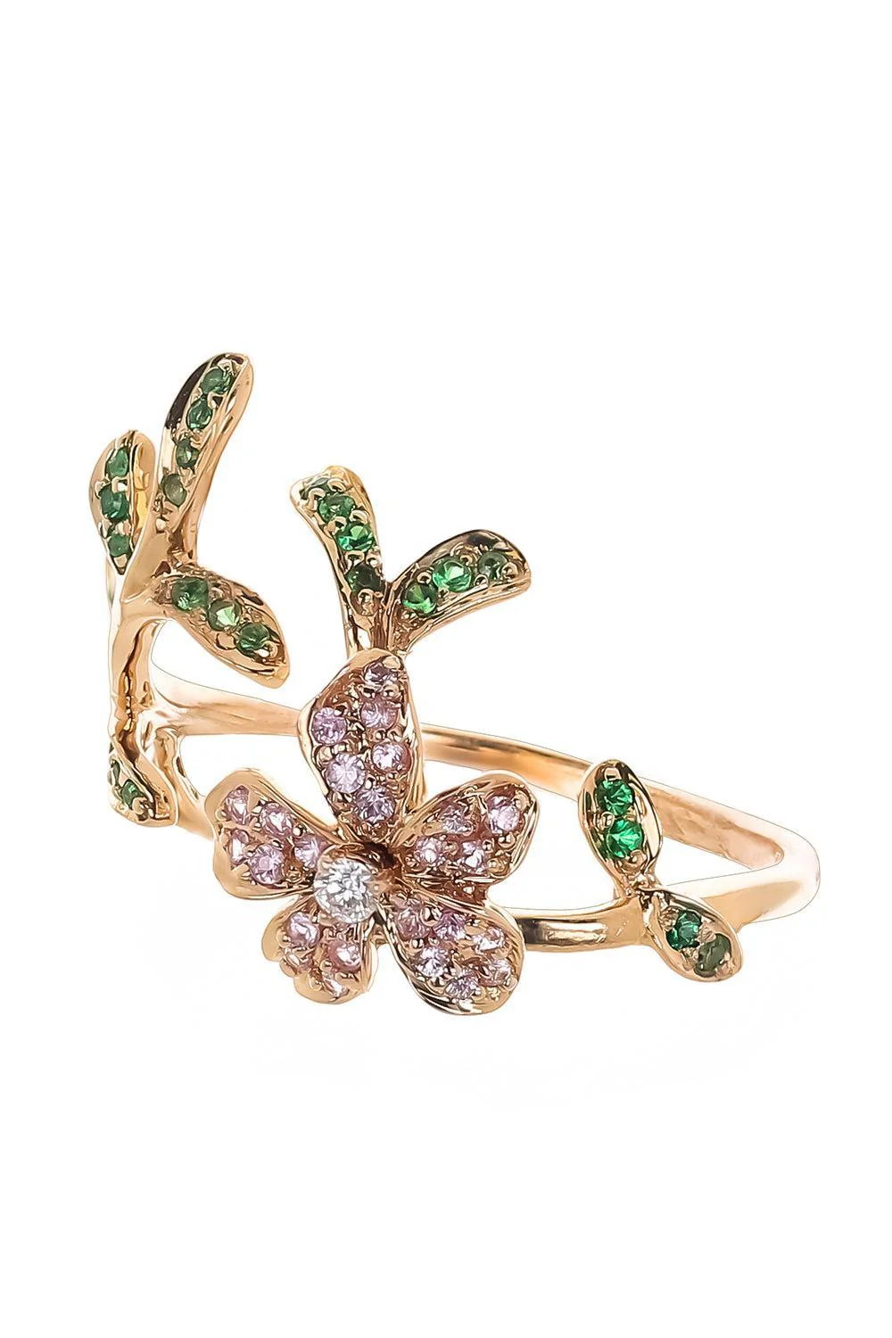 Pink Sapphire Garnet Flower Ring - Image 6