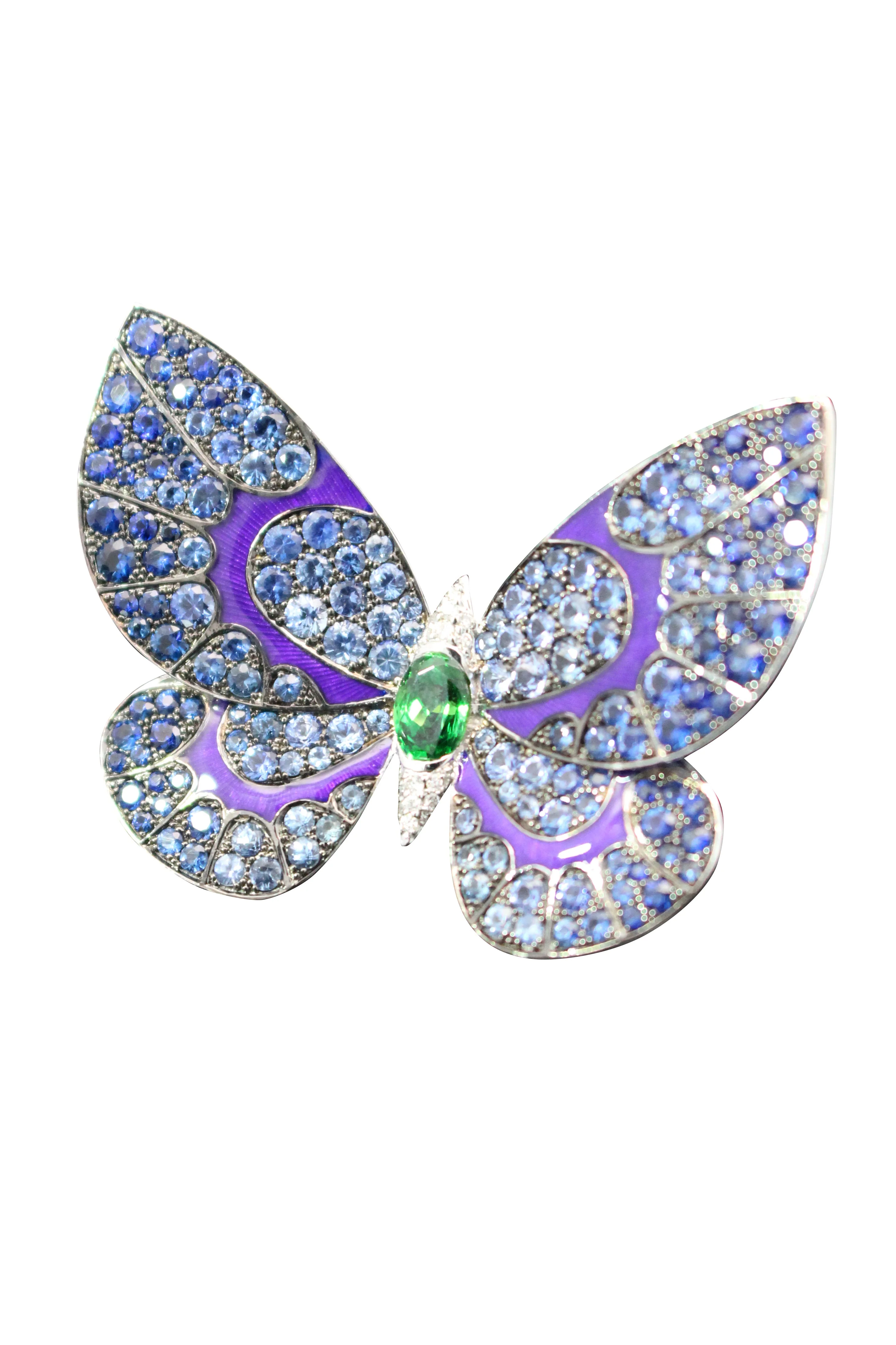 Purple Enamel Tsavorite Butterfly Ring - Image 5