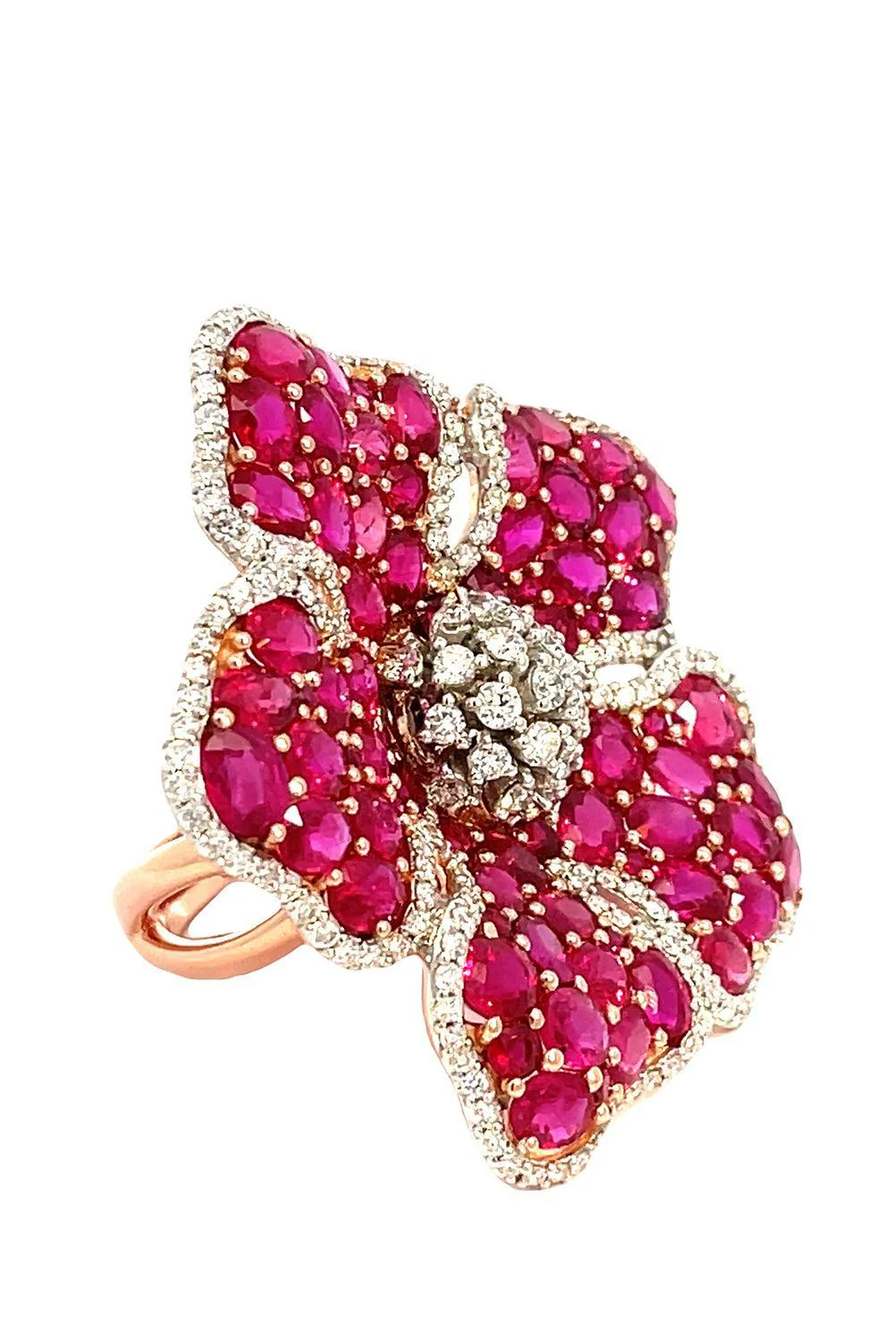 Ruby Diamond Flower Ring