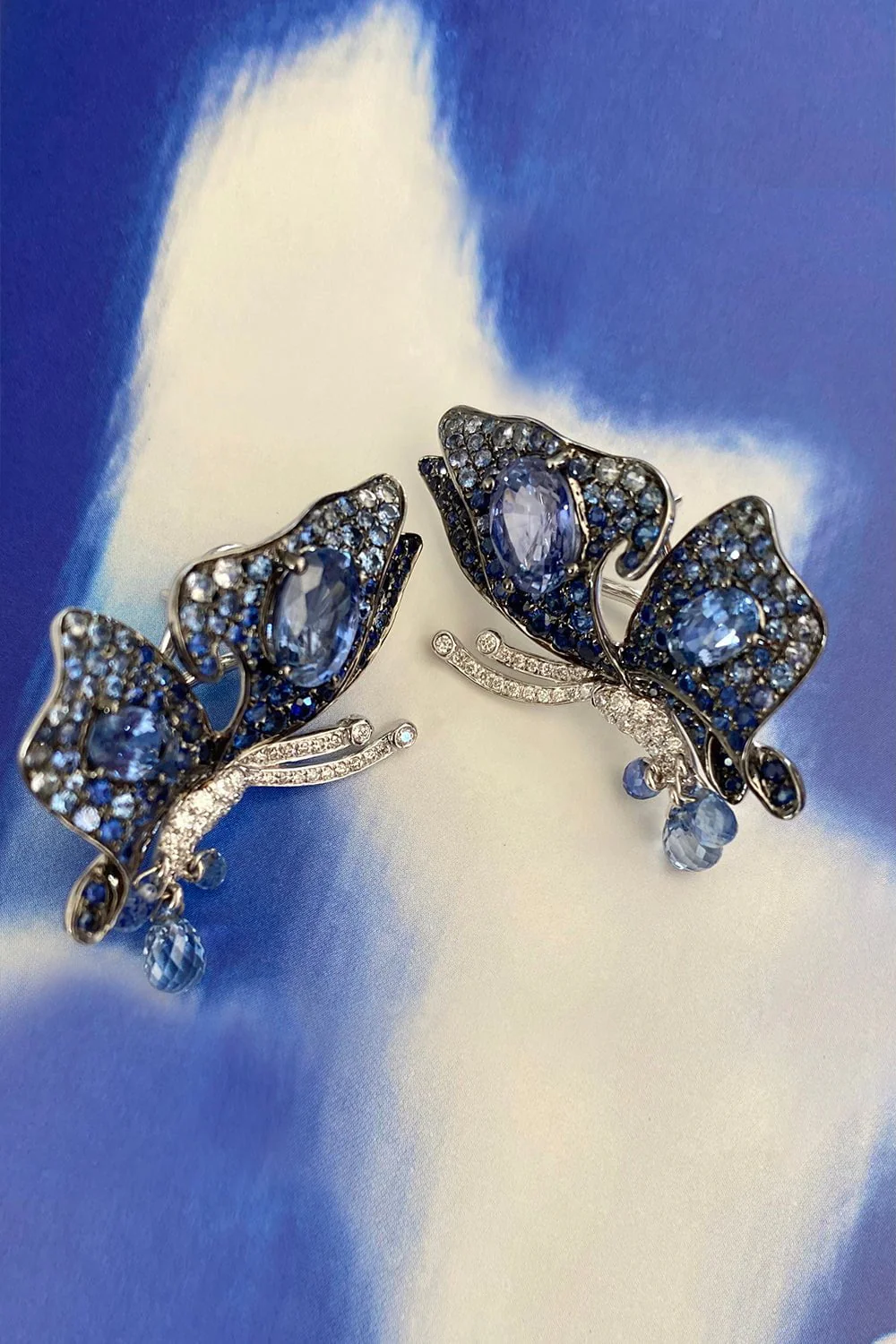 Sapphire Diamond Butterfly Earrings - Image 4