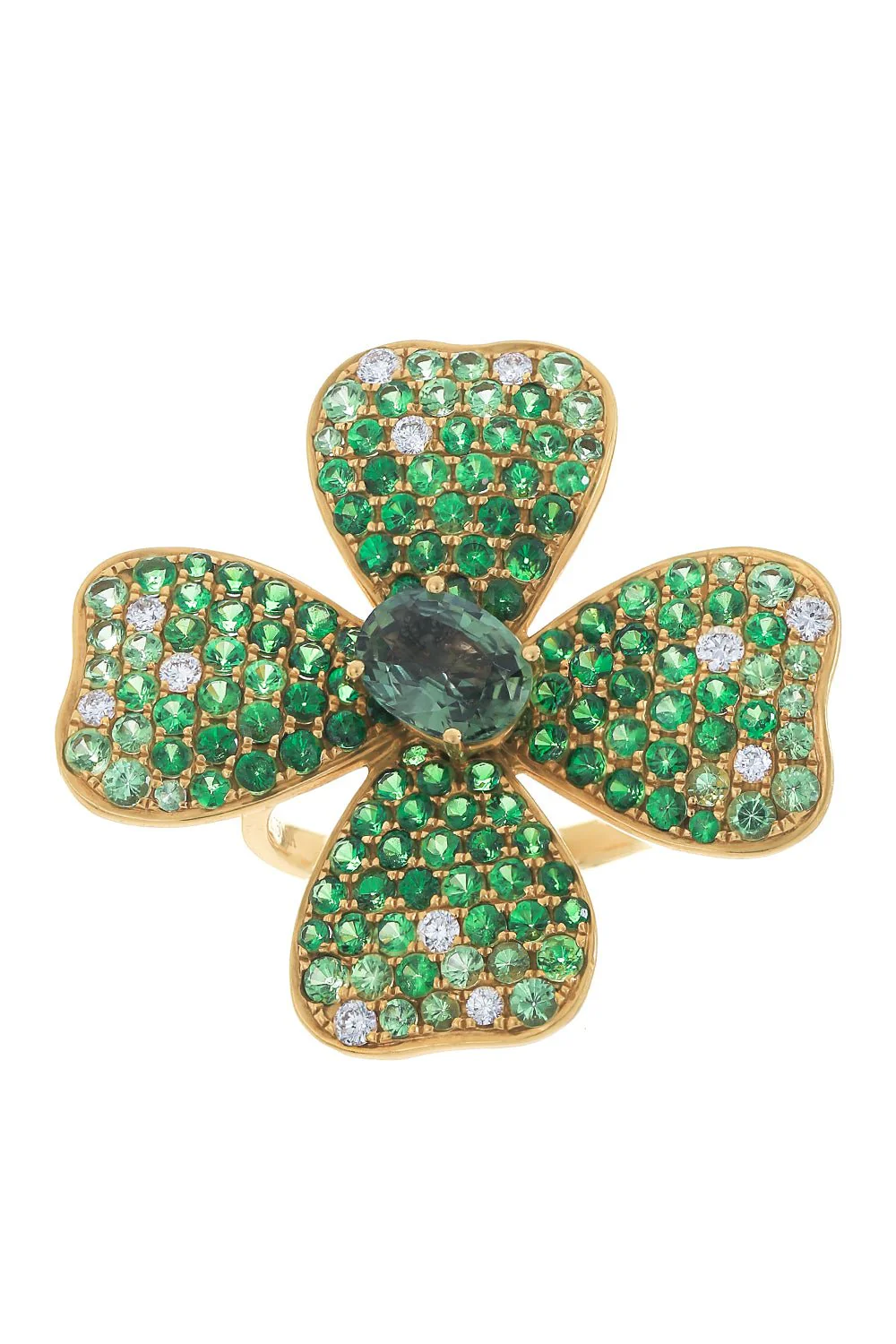 Sapphire Garnet Flower Ring
