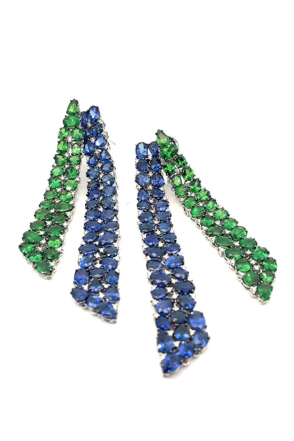 Sapphire Tsavorite Mix Match Earrings - Image 5