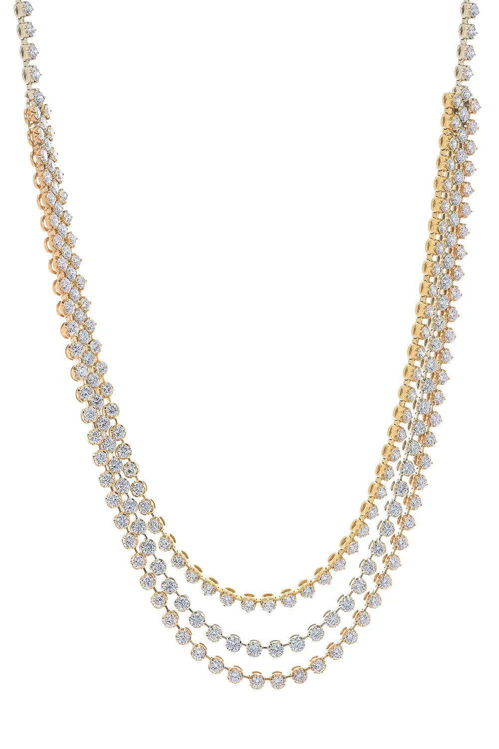 Three Row Diamond Multi Necklace