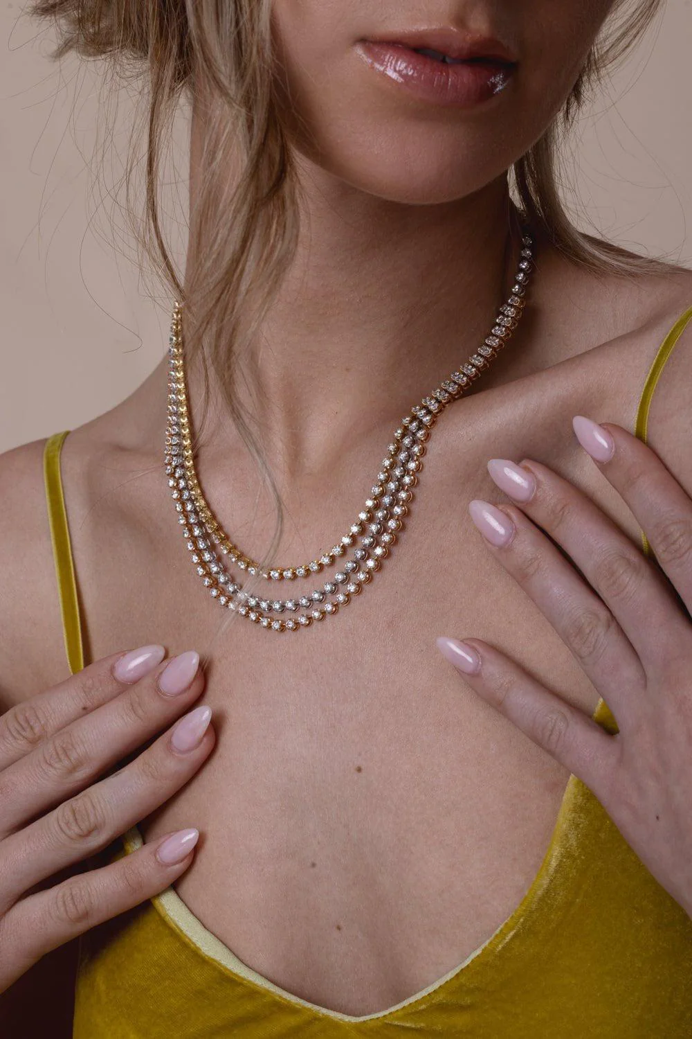 Three Row Diamond Multi Necklace - Image 3