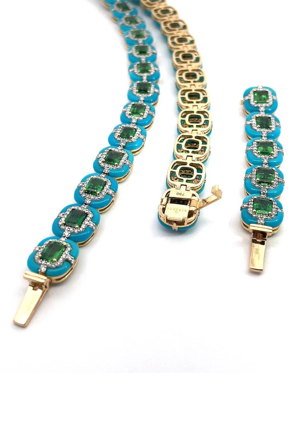 Tsavorite Turquoise Diamond Necklace