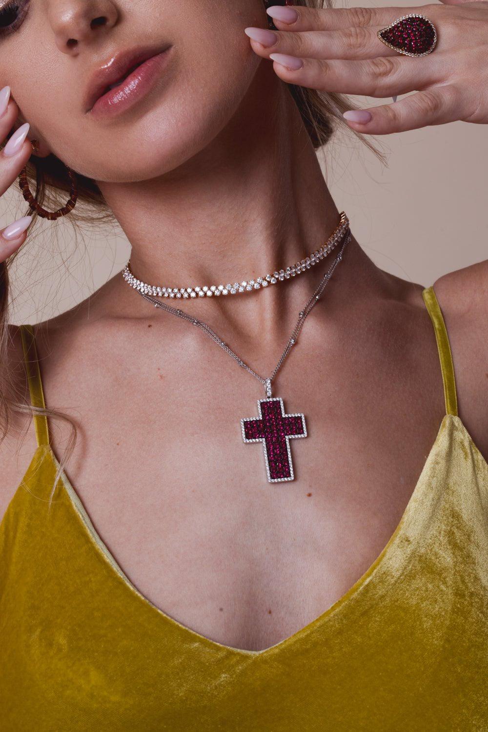 Two Row Diamond Necklace - Image 3