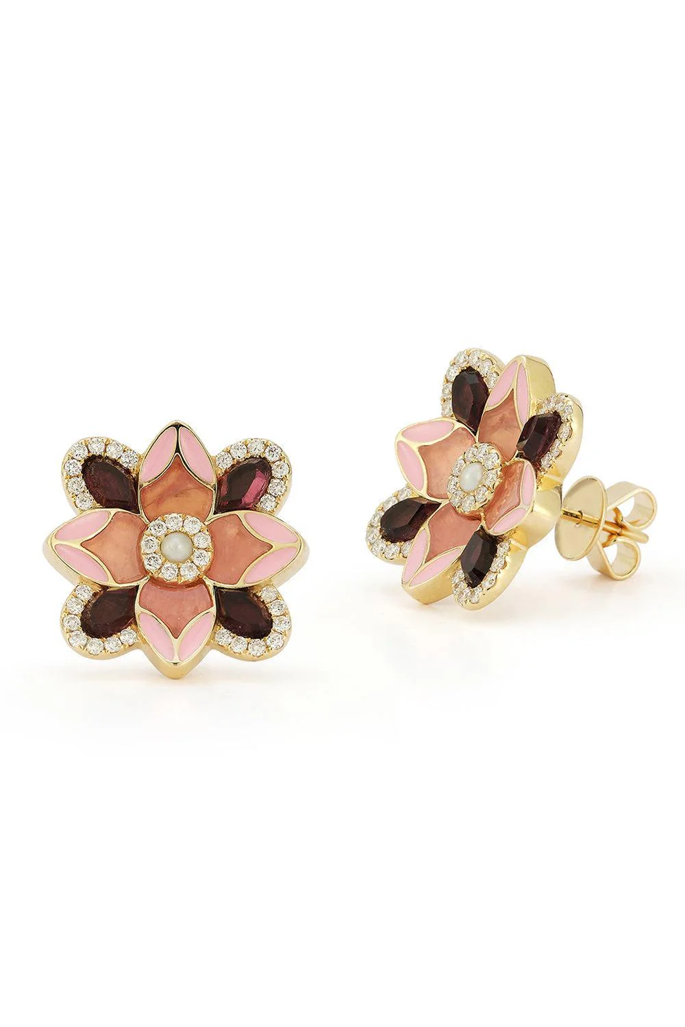 Diamond Flower Stud Earrings