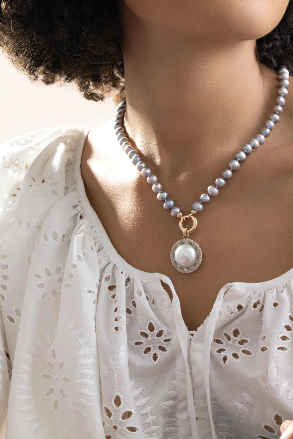Grey Freshwater Pearl Necklace - Image 4