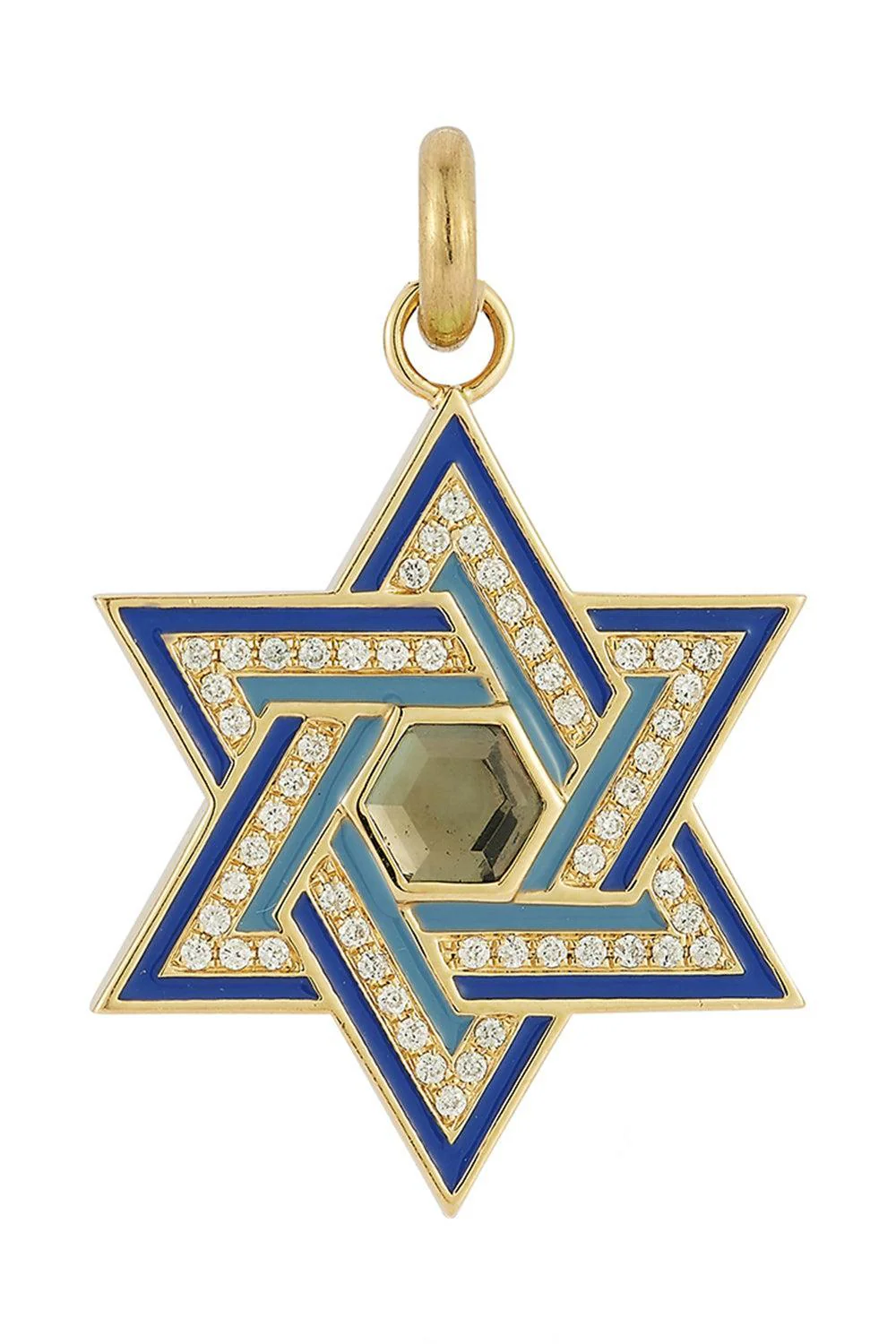 London Blue Topaz Diamond Blue Star Of David Charm