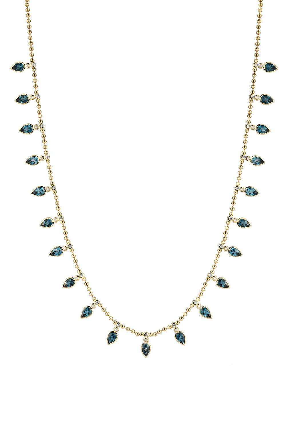 London Blue Topaz Pearl Diamond Emma Beaded Collar Necklace