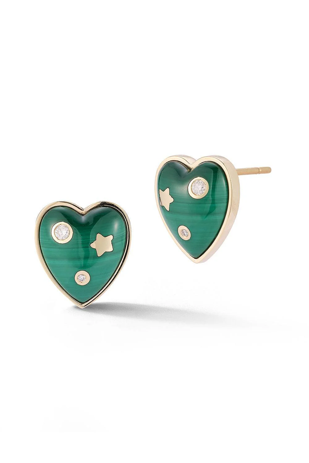 Malachite Heart Stud Earrings
