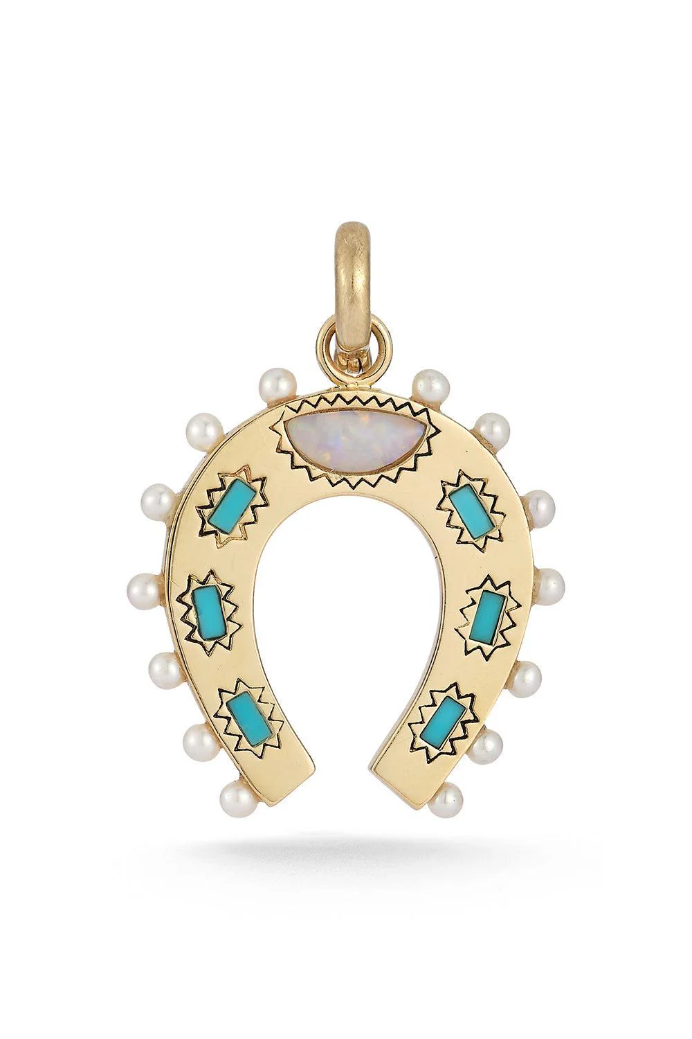 Turquoise Opal Horseshoe Pendant