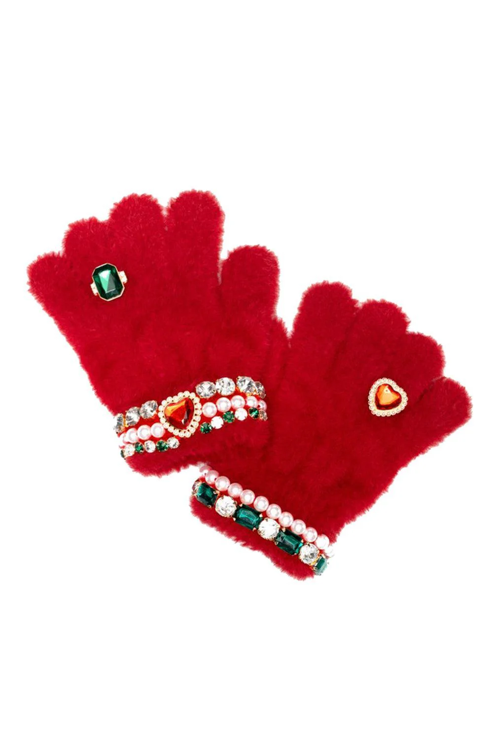 Jeweled Gloves - Ruby Red - Image 2