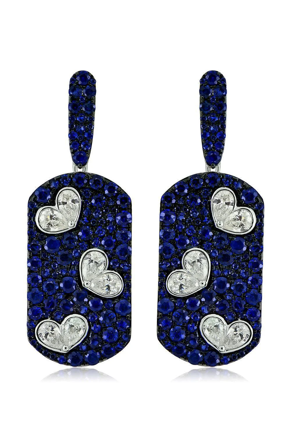 Blue Sapphire Diamond Heart Earrings