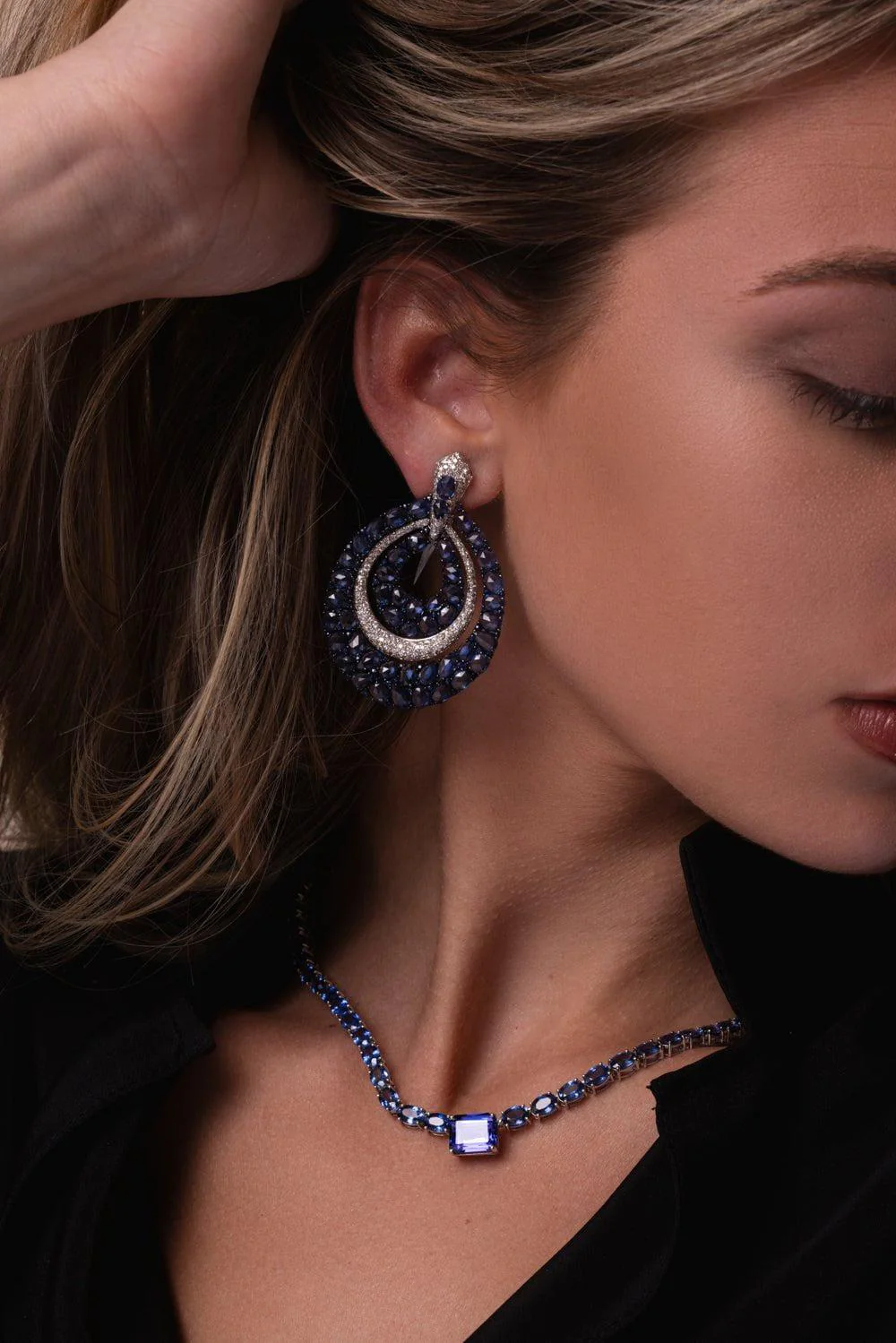 Blue Sapphire Drop Earrings - Image 2