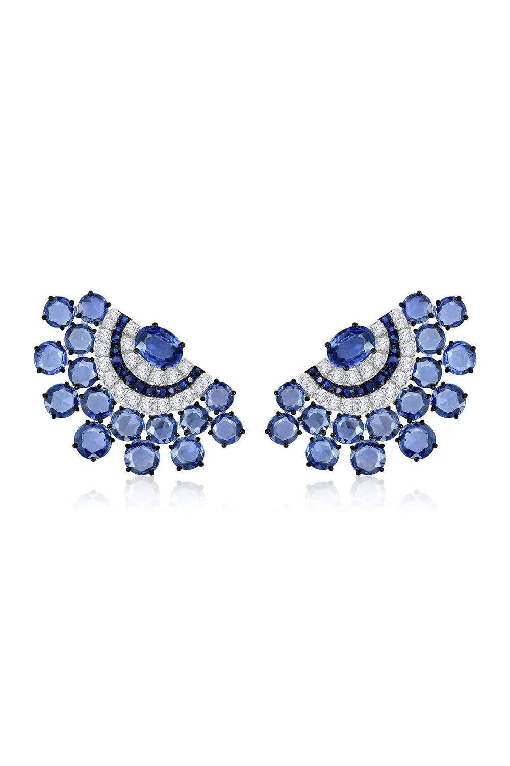Blue Sapphire Fan Earrings