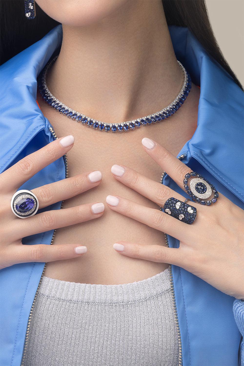 Blue Sapphire Inner Circle Ring - Image 2