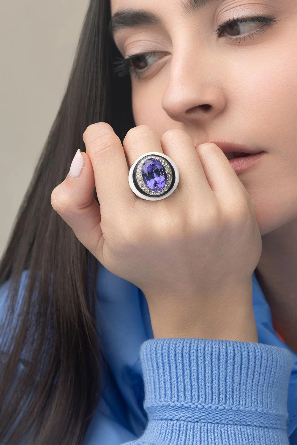 Ceramic Tanzanite Ring - Image 2