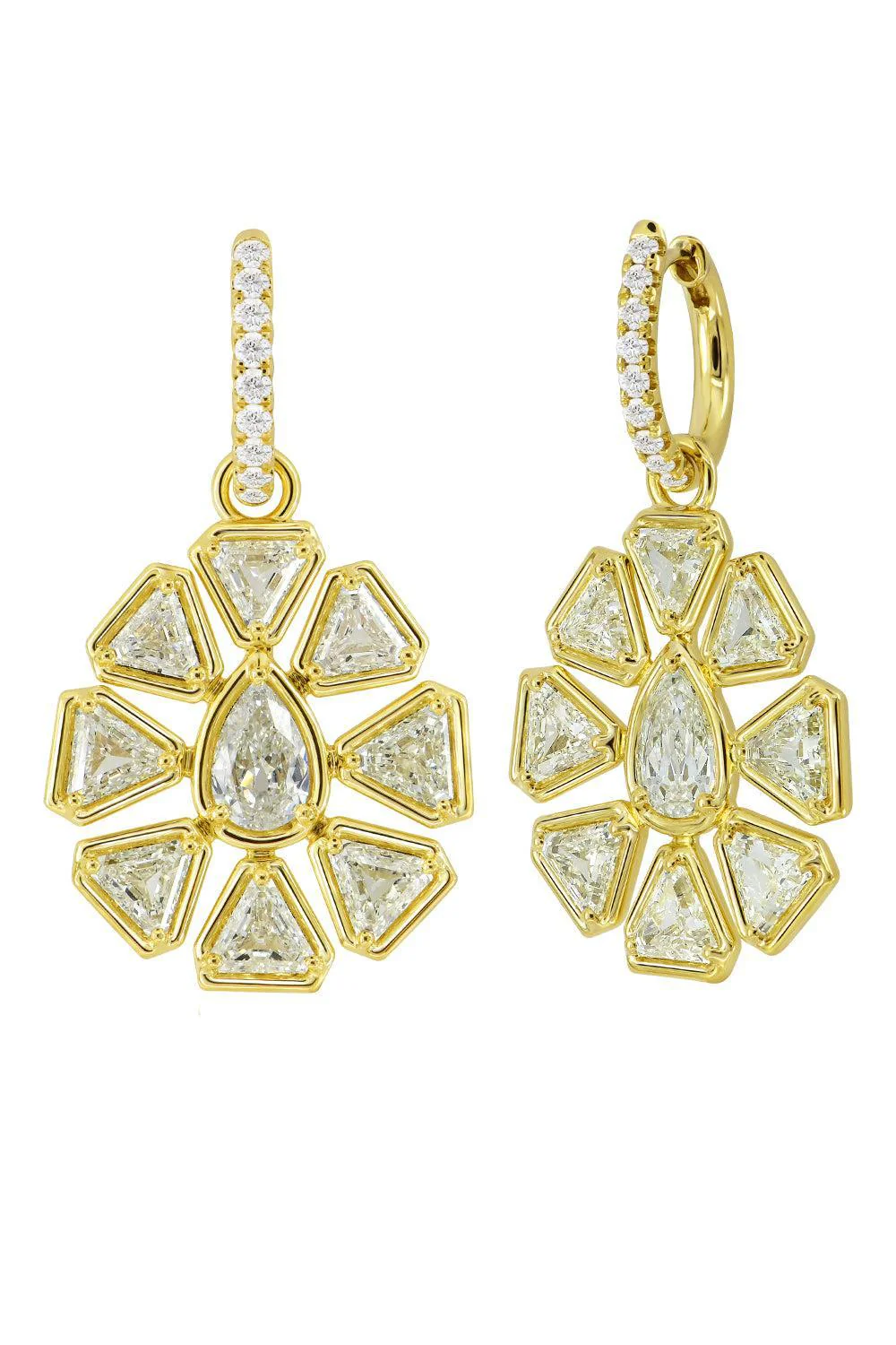 Diamond Halo Shield Earrings