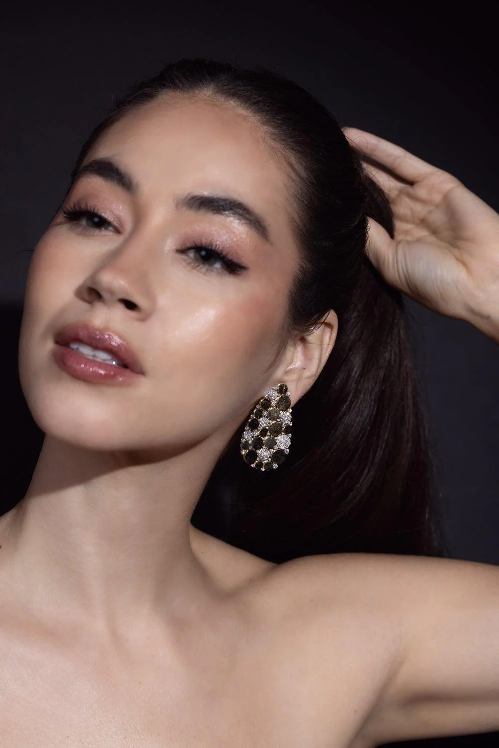 Diamond Long Pear Earrings - Image 3