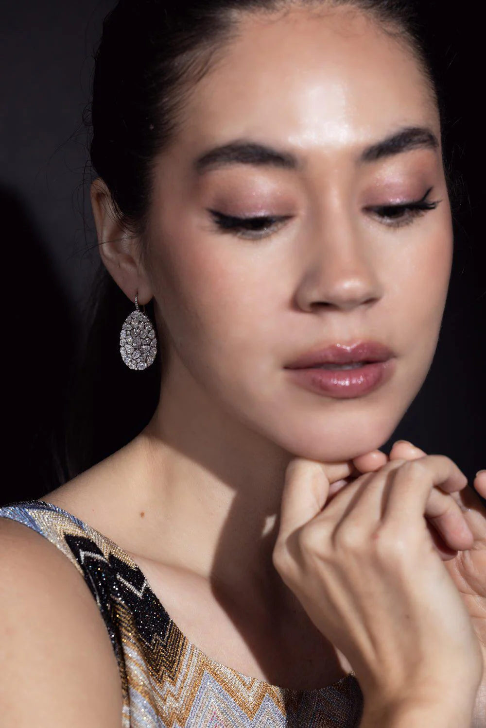 Diamond Pear Earrings - Image 2