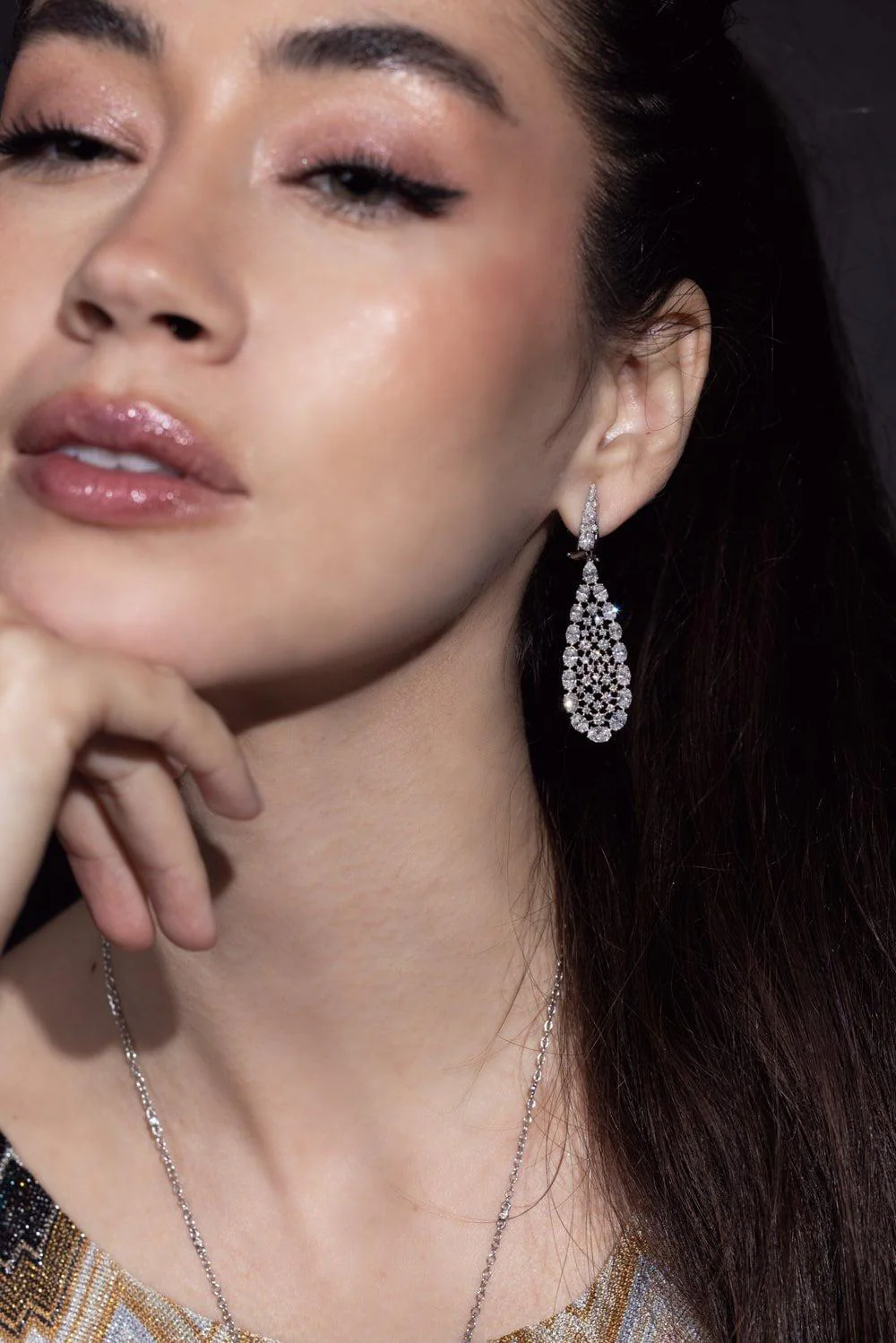 Diamond Rain Drop Earrings - Image 3