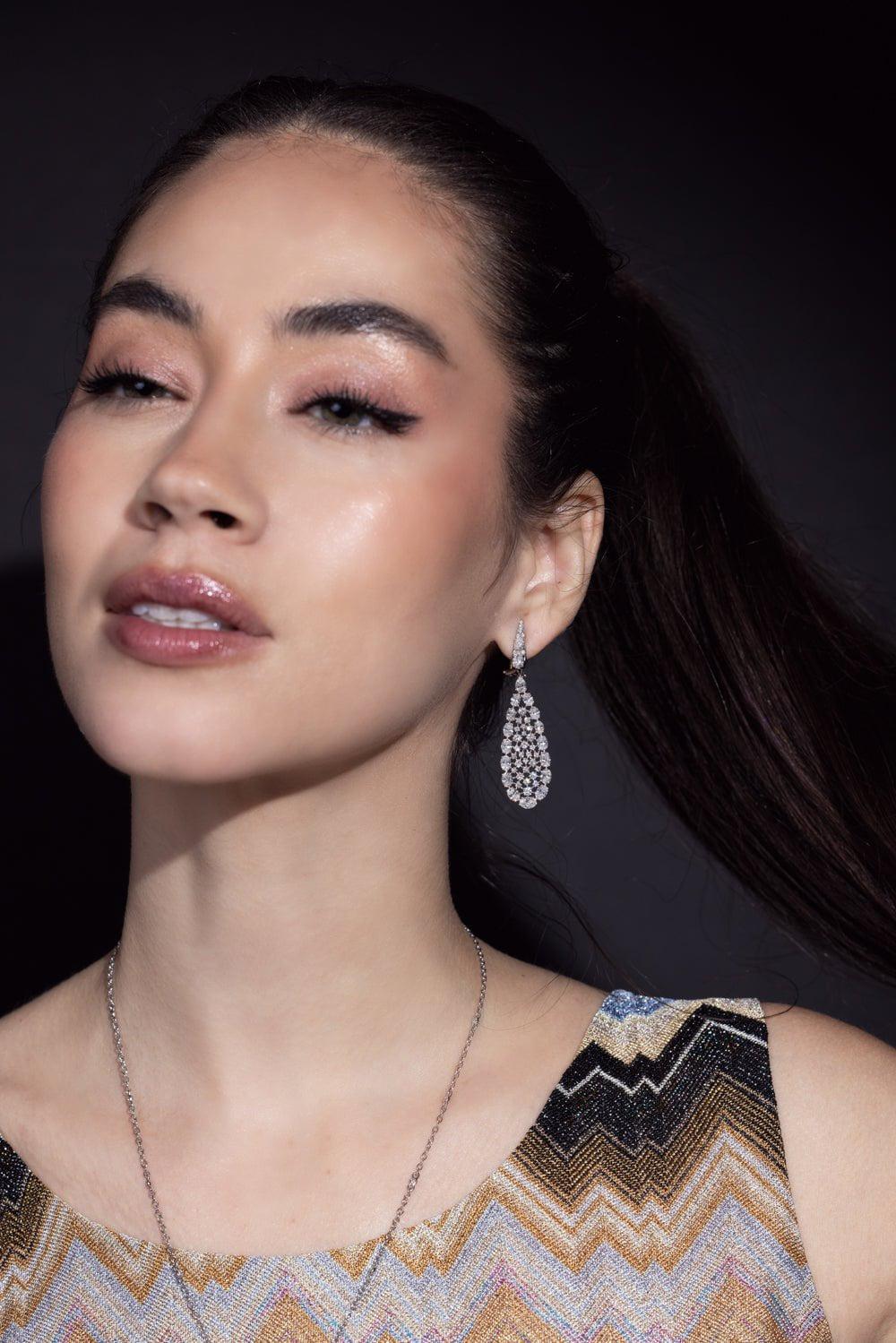 Diamond Rain Drop Earrings - Image 4